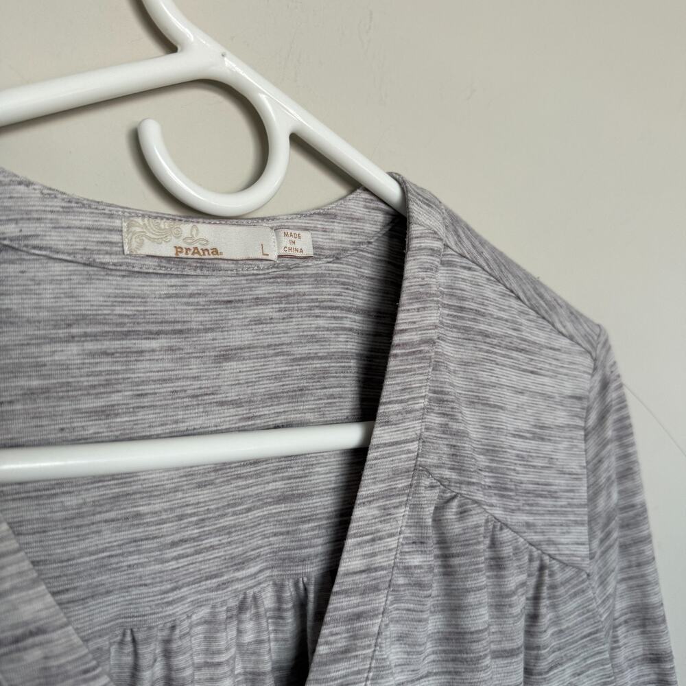 PrAna Womens Henley Top Large Gray Heathered Long Sleeve Boho Minimal Casual - Picture 3 of 6